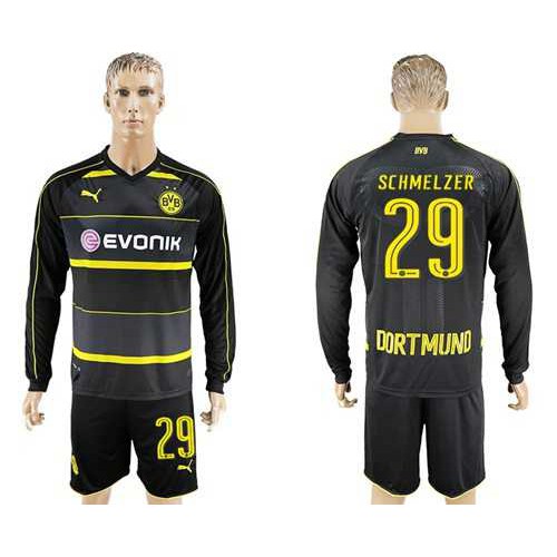Dortmund #29 Schmelzer Away Long Sleeves Soccer Club Jersey