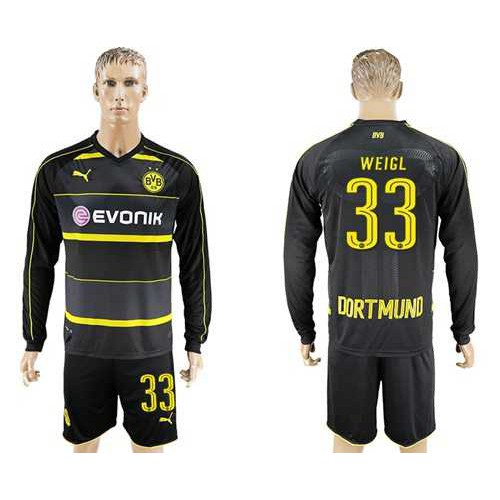 Dortmund #33 Weigl Away Long Sleeves Soccer Club Jersey