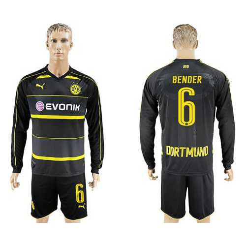 Dortmund #6 Bender Away Long Sleeves Soccer Club Jersey