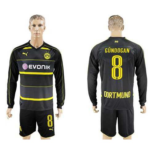 Dortmund #8 Gundogan Away Long Sleeves Soccer Club Jersey