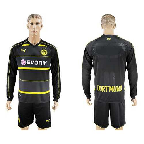 Dortmund Blank Away Long Sleeves Soccer Club Jersey