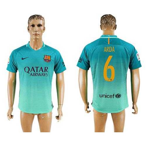 Barcelona #6 Arda Sec Away Soccer Club Jersey