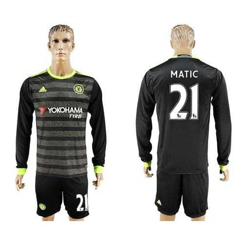 Chelsea #21 Matic Sec Away Long Sleeves Soccer Club Jersey