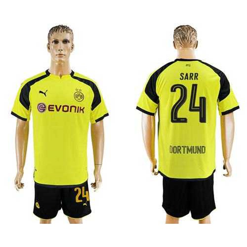 Dortmund #24 Sarr European Away Soccer Club Jersey
