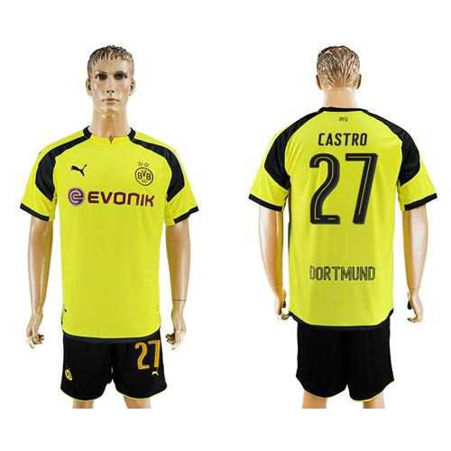 Dortmund #27 Castro European Away Soccer Club Jersey