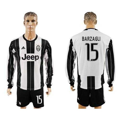Juventus #15 Barzagli Home Long Sleeves Soccer Club Jersey
