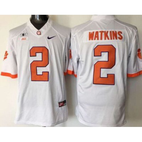 Clemson Tigers #2 Sammy Watkins White Limited 2016 College Football Playoff National Championship Patch Stitched NCAA Jersey
