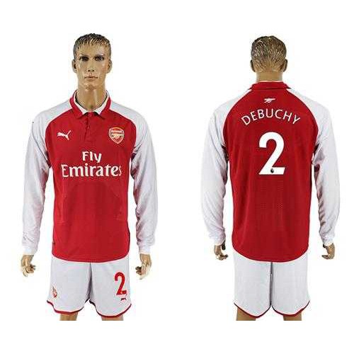 Arsenal #2 Debuchy Red Home Long Sleeves Soccer Club Jersey