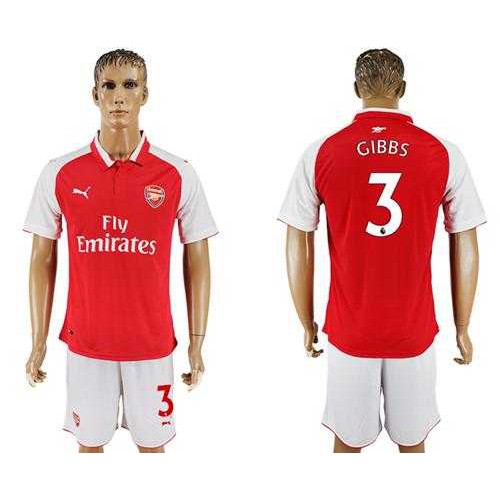 Arsenal #3 Gibbs Home Soccer Club Jersey
