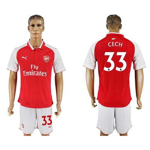 Arsenal #33 Cech Home Soccer Club Jersey