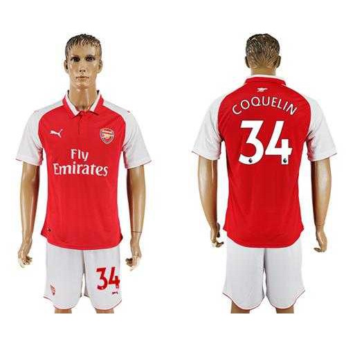 Arsenal #34 Coquelin Home Soccer Club Jersey