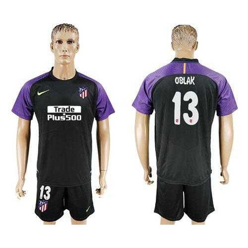 Atletico Madrid #13 Oblak Black Goalkeeper Soccer Club Jersey