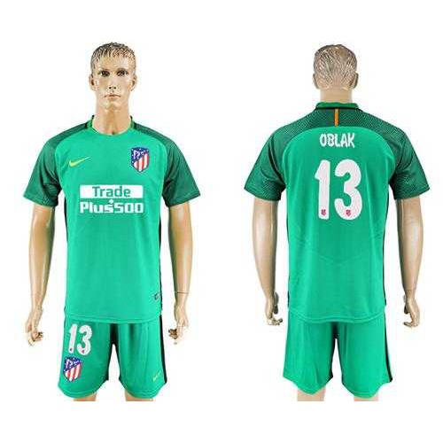 Atletico Madrid #13 Oblak Green Goalkeeper Soccer Club Jersey