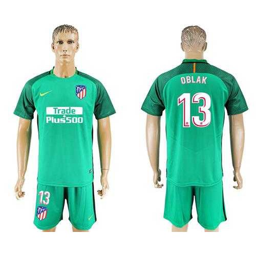 Atletico Madrid #13 Oblak Green Goalkeeper Soccer Club Jersey