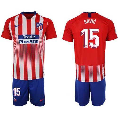 Atletico Madrid #15 Savic Home Soccer Club Jersey