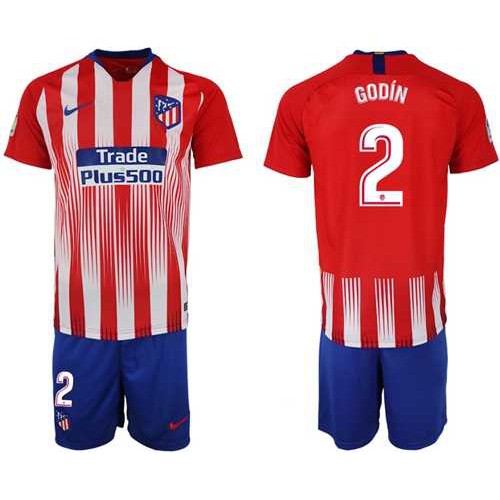 Atletico Madrid #2 Godin Home Soccer Club Jersey