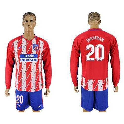 Atletico Madrid #20 Juanfran Home Long Sleeves Soccer Club Jersey