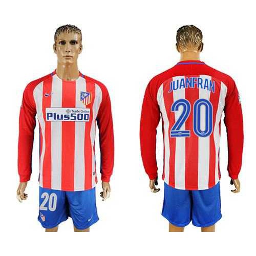 Atletico Madrid #20 Juanfran Home Long Sleeves Soccer Club Jersey