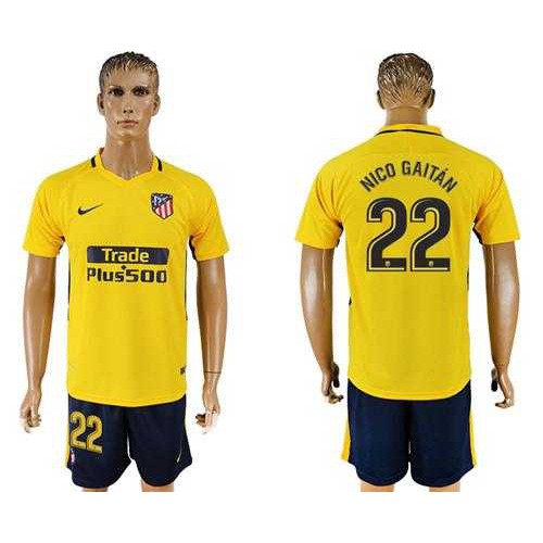 Atletico Madrid #22 Nico Gaitan Away Soccer Club Jersey