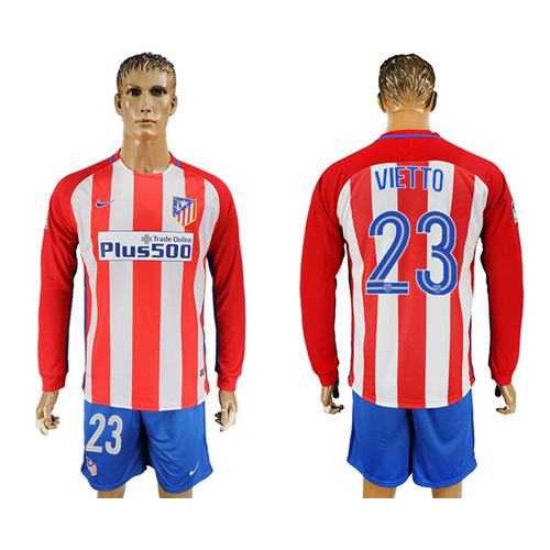 Atletico Madrid #23 Vietto Home Long Sleeves Soccer Club Jersey