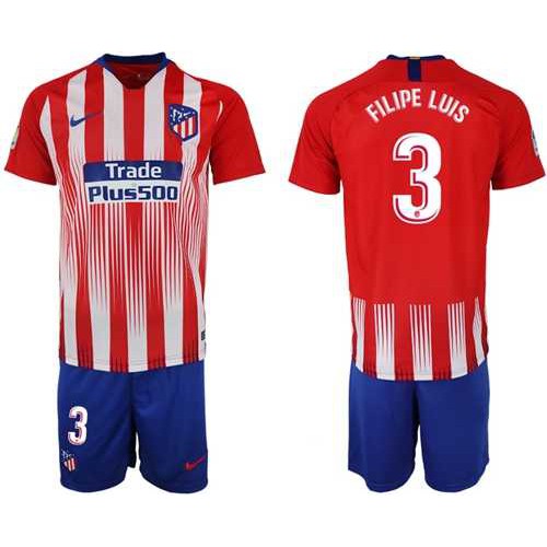 Atletico Madrid #3 Filipe Luis Home Soccer Club Jersey