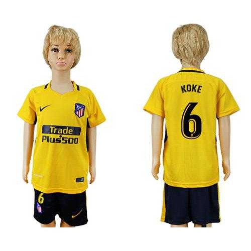 Atletico Madrid #6 Koke Away Kid Soccer Club Jersey