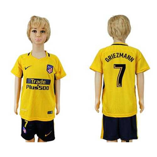 Atletico Madrid #7 Griezmann Away Kid Soccer Club Jersey
