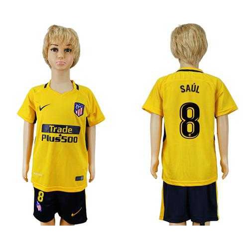 Atletico Madrid #8 Saul Away Kid Soccer Club Jersey
