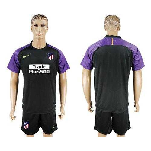 Atletico Madrid Blank Black Goalkeeper Soccer Club Jersey