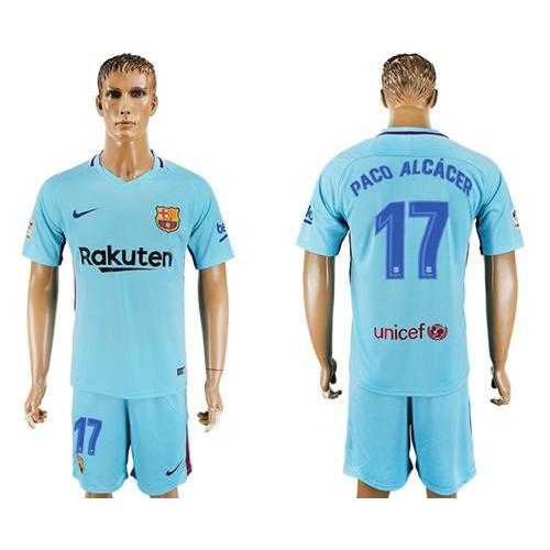 Barcelona #17 Paco Alcacer Away Soccer Club Jersey