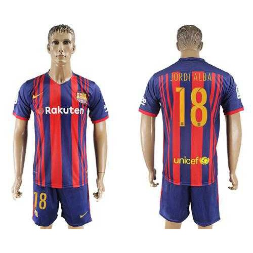 Barcelona #18 Jordi Alba Home Soccer Club Jersey