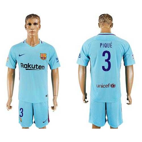 Barcelona #3 Pique Away Soccer Club Jersey