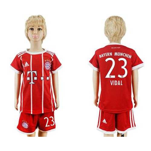 Bayern Munchen #23 Vidal Home Kid Soccer Club Jersey