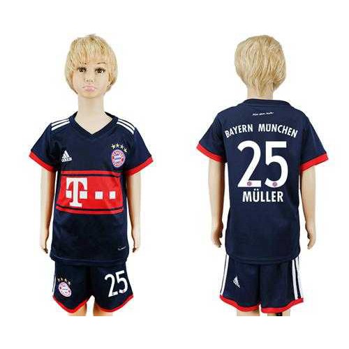 Bayern Munchen #25 Muller Away Kid Soccer Club Jersey