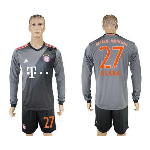 Bayern Munchen #27 Alaba Away Long Sleeves Soccer Club Jersey