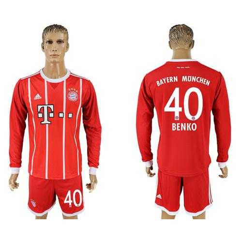 Bayern Munchen #40 Benko Home Long Sleeves Soccer Club Jersey