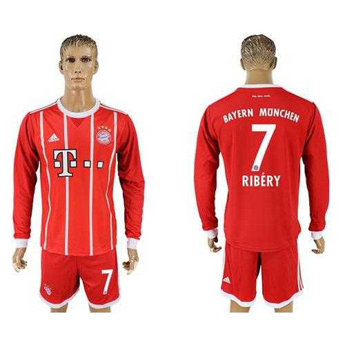 Bayern Munchen #7 Ribery Home Long Sleeves Soccer Club Jersey