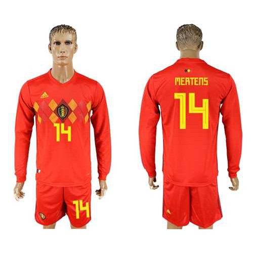 Belgium #14 Mertens Red Home Long Sleeves Soccer Country Jersey