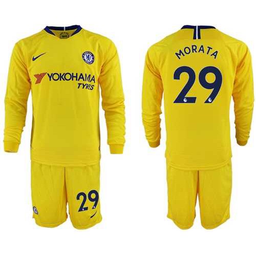 Chelsea #29 Morata Away Long Sleeves Soccer Club Jersey