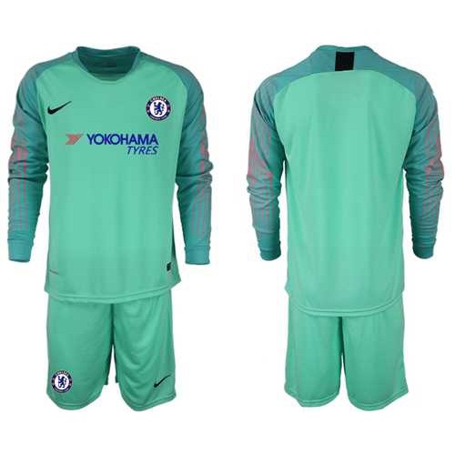 Chelsea Blank Green Goalkeeper Long Sleeves Soccer Club Jersey