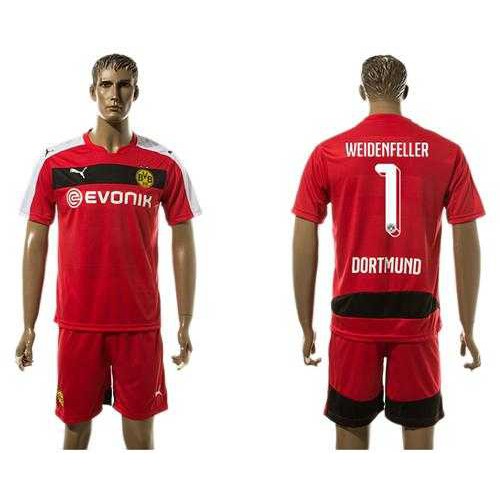Dortmund #1 Weidenfeller Red Goalkeeper Soccer Club Jersey