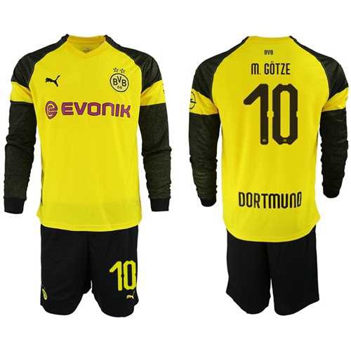 Dortmund #10 M.Gotze Home Long Sleeves Soccer Club Jersey