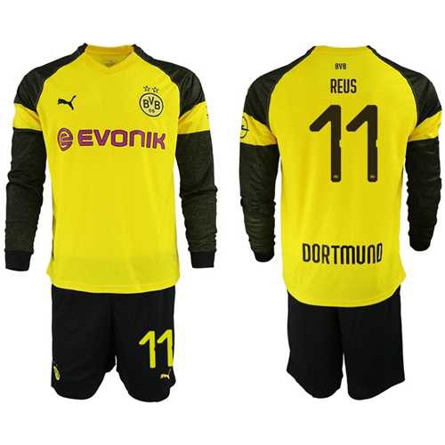 Dortmund #11 Reus Home Long Sleeves Soccer Club Jersey