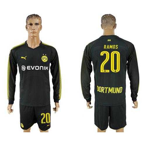 Dortmund #20 Ramos Away Long Sleeves Soccer Club Jersey