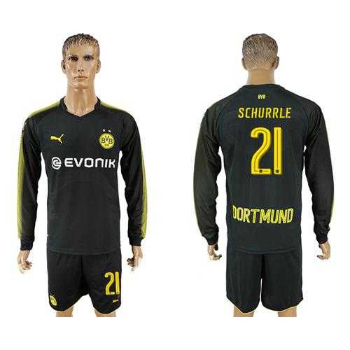Dortmund #21 Schurrle Away Long Sleeves Soccer Club Jersey