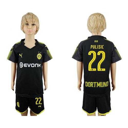 Dortmund #22 Pulisic Away Kid Soccer Club Jersey