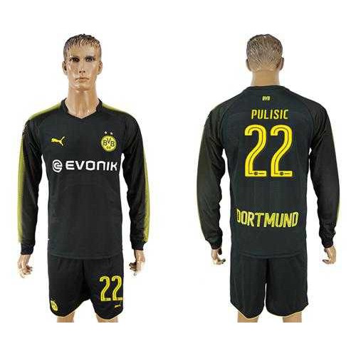 Dortmund #22 Pulisic Away Long Sleeves Soccer Club Jersey