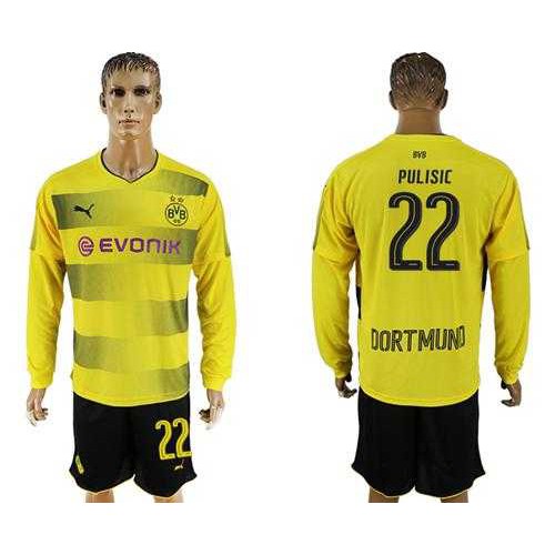 Dortmund #22 Pulisic Home Long Sleeves Soccer Club Jersey