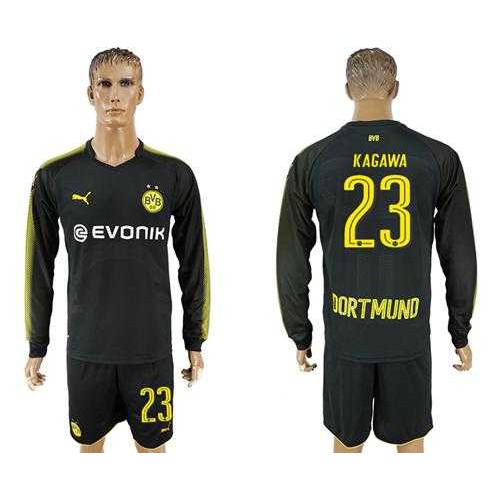 Dortmund #23 Kagawa Away Long Sleeves Soccer Club Jersey