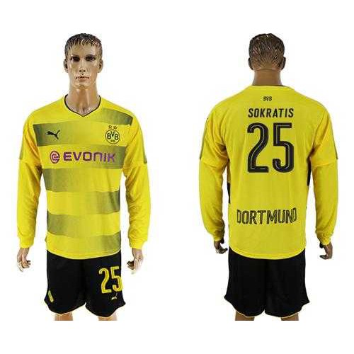 Dortmund #25 Sokratis Home Long Sleeves Soccer Club Jersey